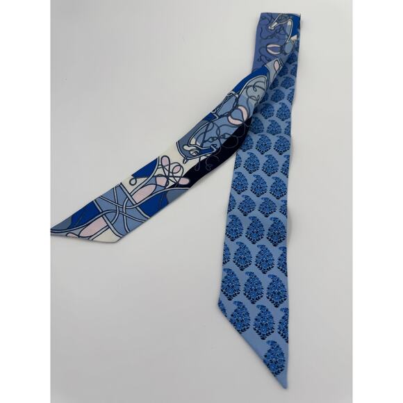 Hermès “Chevaux en Liberté” Silk Twilly – Blue Tones (Reversible Design) - Picture 3 of 3